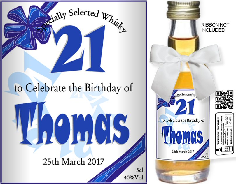 Personalised Miniature Spirit Bottles | Birthday Label 02 - Click Image to Close