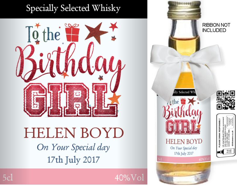 Personalised Miniature Spirit Bottles | Birthday Label 5B - Click Image to Close