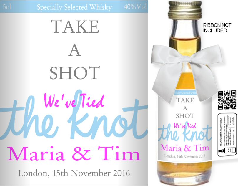 Personalised Alcohol Miniatures | Wedding Favour Label 20B - Click Image to Close