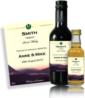 Personalised wedding favour bottles