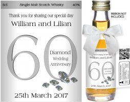 Personalised Miniature Bottles | Diamond Wedding Label 01