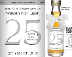 Personalised Alcohol Miniatures | Silver Wedding Label 01