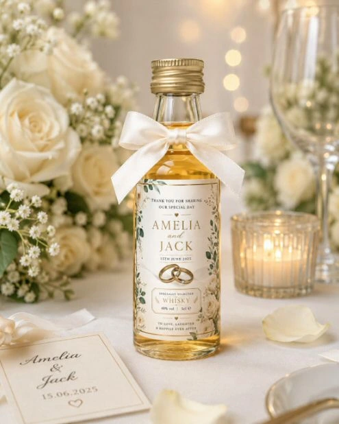 Personalised Miniature Wedding Favour Bottles
