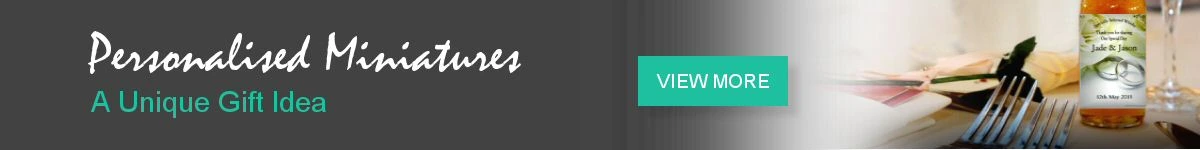  Personalised alcohol miniatures. A great idea for wedding favours!