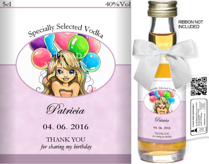 Personalised Miniature Spirit Bottles | Birthday Label 03